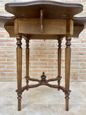 Vintage Game Table in Walnut with Green Leather, 1960-NOU-1771193