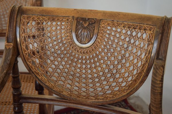 Vintage Games Table with Matching Bergere Chairs, Set of 5-AOI-1436689