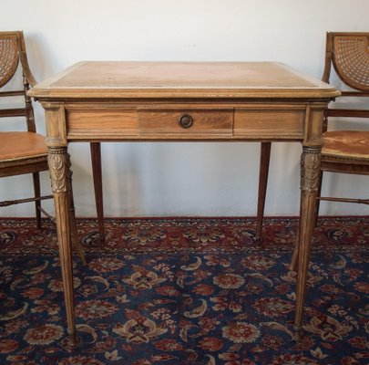 Vintage Games Table with Matching Bergere Chairs, Set of 5-AOI-1436689