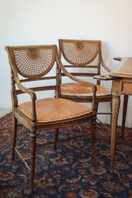 Vintage Games Table with Matching Bergere Chairs, Set of 5-AOI-1436689