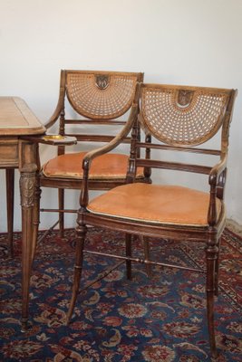 Vintage Games Table with Matching Bergere Chairs, Set of 5-AOI-1436689