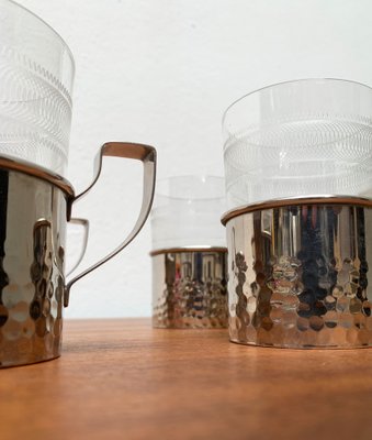 Vintage GDR East German Tea Glasses from MUQ, Metallwarenfabrik Union Quedlinburg, Set of 4-UAH-1289265