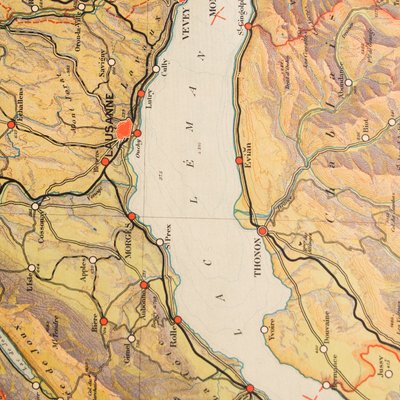 Vintage Geographical Map of Switzerland, 1930s-NZV-640773