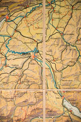 Vintage Geographical Map of Switzerland, 1930s-NZV-640773