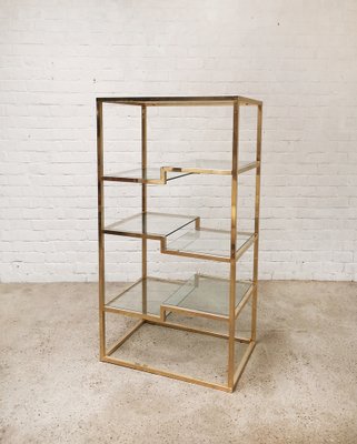 Vintage Geometric Gold-Plated Shelving Unit attributed to Belgo Chrom, 1970s-WUY-1742969