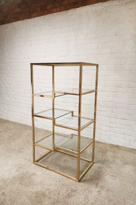 Vintage Geometric Gold-Plated Shelving Unit attributed to Belgo Chrom, 1970s-WUY-1742969