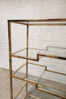 Vintage Geometric Gold-Plated Shelving Unit attributed to Belgo Chrom, 1970s-WUY-1742969