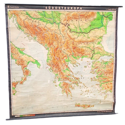 Vintage Geophysical School Map by Haack Gotha, 1975