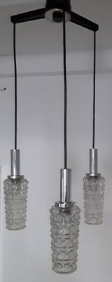 Vintage German Black Plastic, Chrome-Plated Metal, and Glass Cascade Ceiling Lamp from Hustadt Leuchten, 1970s-HOI-713626