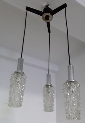 Vintage German Black Plastic, Chrome-Plated Metal, and Glass Cascade Ceiling Lamp from Hustadt Leuchten, 1970s-HOI-713626