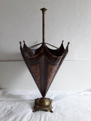 Vintage German Bronze, Brass and Copper Umbrella Stand, 1960s-HOI-665956