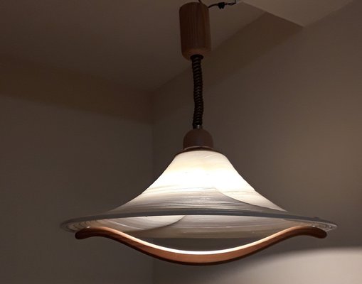 Vintage German Ceiling Lamp in Pine, 1980s-HOI-1794535