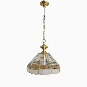 Vintage German Ceiling Lamp with Glazed Brass Frame from Imro-Leuchten, 1990s-HOI-2016530