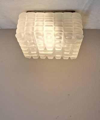 Vintage German Ceiling Lamp with Metal Housing and Frosted Relief Glass Shade from Erco, 1970s-HOI-2021801