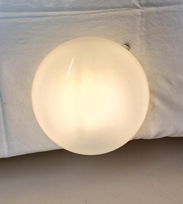 Vintage German Ceiling Lamp with Metal Mount and Opaque White Glass Shade by Robert Zimmermann, 1960s-HOI-2021777