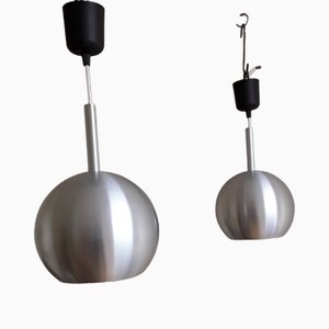 Vintage German Ceiling Lamps with Spherical Aluminum Screen from Erco, 1970s, Set of 2-HOI-1778035