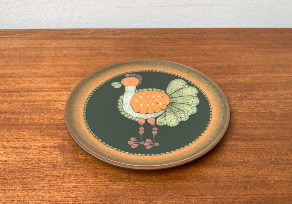 Vintage German Ceramic Wall Plate with Bird Motif from Keramik Manufaktur Kupfermühle, 1970s