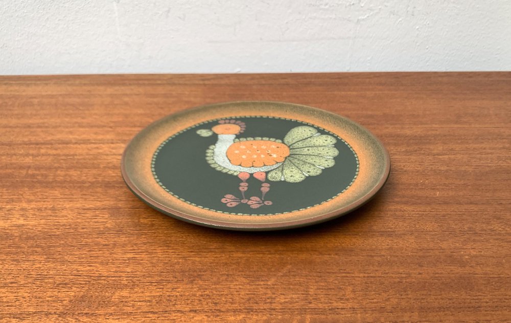 Vintage German Ceramic Wall Plate with Bird Motif from Keramik Manufaktur Kupfermühle, 1970s