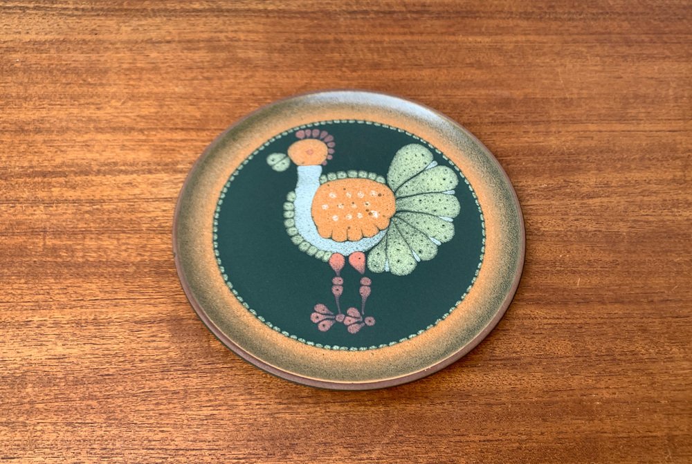 Vintage German Ceramic Wall Plate with Bird Motif from Keramik Manufaktur Kupfermühle, 1970s