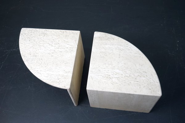 Vintage German Coffee Tables in Travertine, 1970s, Set of 2-CIP-1183543