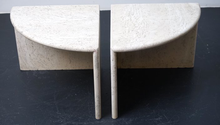 Vintage German Coffee Tables in Travertine, 1970s, Set of 2-CIP-1183543