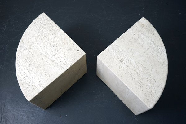 Vintage German Coffee Tables in Travertine, 1970s, Set of 2-CIP-1183543