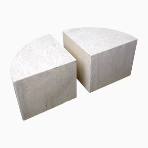 Vintage German Coffee Tables in Travertine, 1970s, Set of 2-CIP-1183543