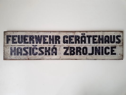 Vintage German & Czech Fire-Brigade Sign, 1930s-IND-952184