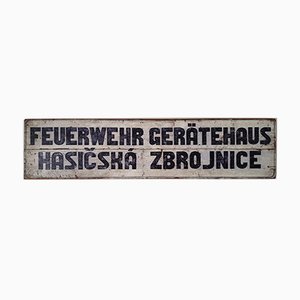 Vintage German & Czech Fire-Brigade Sign, 1930s-IND-952184