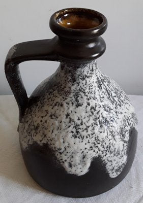 Vintage German Fat Lava Style Brown & Gray Ceramic Vase, 1970s-HOI-946086