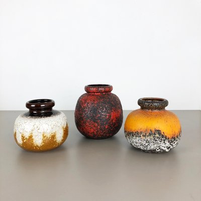 Vintage German Fat Lava Vases from Scheurich, Set of 3-QZ-550829