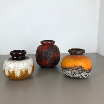 Vintage German Fat Lava Vases from Scheurich, Set of 3-QZ-550829