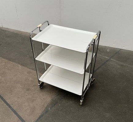 Vintage German Foldable Service Cart with 3 Trays, 1970s-UAH-1749959