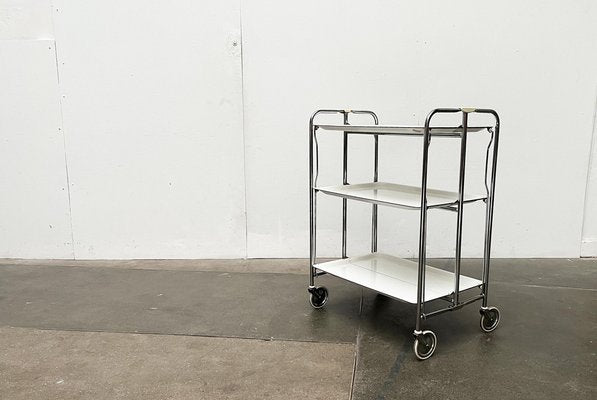 Vintage German Foldable Service Cart with 3 Trays, 1970s-UAH-1749959