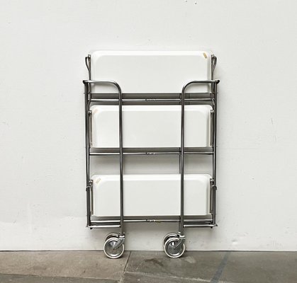 Vintage German Foldable Service Cart with 3 Trays, 1970s-UAH-1749959