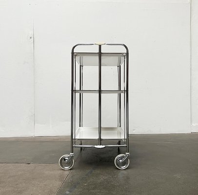 Vintage German Foldable Service Cart with 3 Trays, 1970s-UAH-1749959