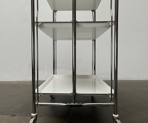 Vintage German Foldable Service Cart with 3 Trays, 1970s-UAH-1749959