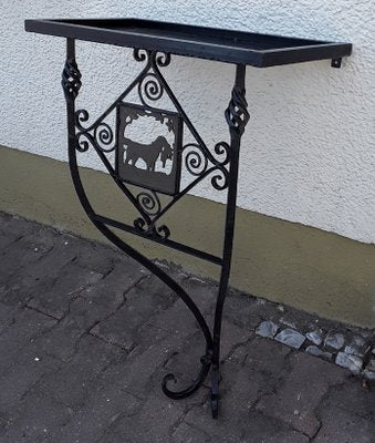 Vintage German Handmade Wrought Iron Garden Console Table, 1950s-HOI-727320