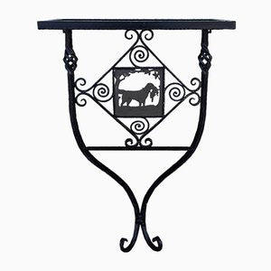 Vintage German Handmade Wrought Iron Garden Console Table, 1950s-HOI-727320