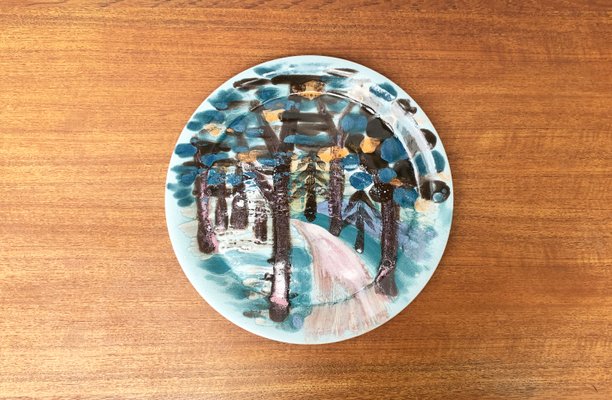 Vintage German Handpainted Wall Plate, 1970s-UAH-1347780