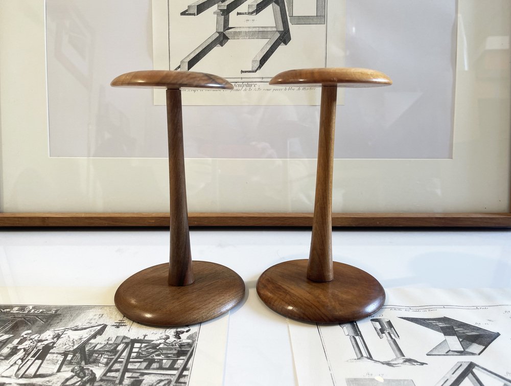 Vintage German Hat Stands in Walnut, 1930s, Set of 2