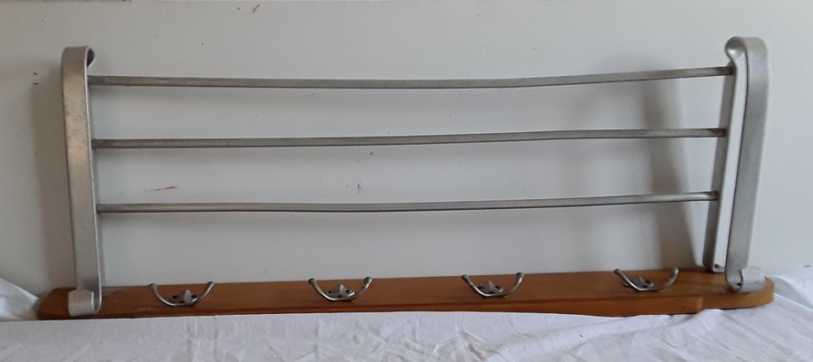 Vintage German Maple and Aluminum Rack, 1950s-HOI-636064