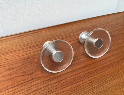 Vintage German Metal and Glass Coat Hooks from Schönbuch, 1970s, Set of 2-UAH-1374973