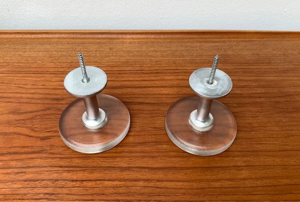 Vintage German Metal and Glass Coat Hooks from Schönbuch, 1970s, Set of 2-UAH-1374973