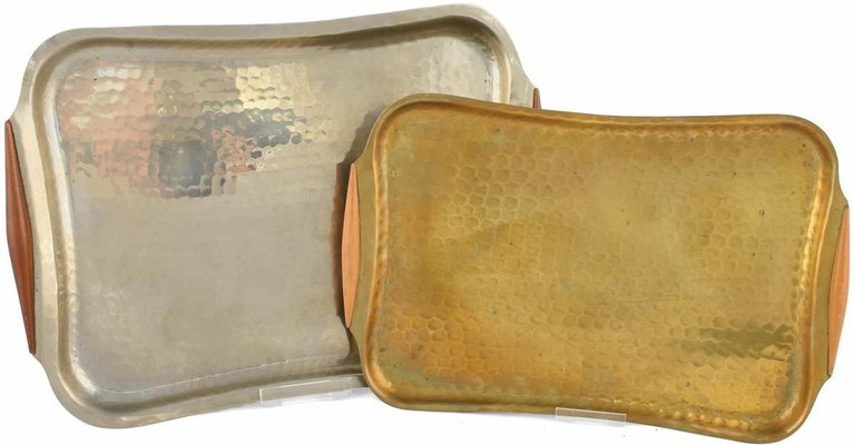 Vintage German Metal Trays by Eugen Zint, 1950s, Set of 2-ZCI-752551