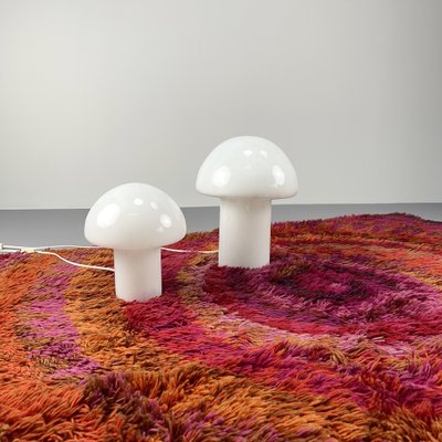 Vintage German Mushroom Lights in Marbled Glass, 1970s, Set of 2-VQG-1801178