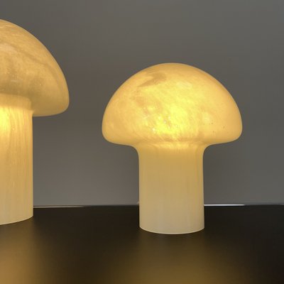 Vintage German Mushroom Lights in Marbled Glass, 1970s, Set of 2-VQG-1801178