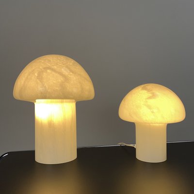 Vintage German Mushroom Lights in Marbled Glass, 1970s, Set of 2-VQG-1801178