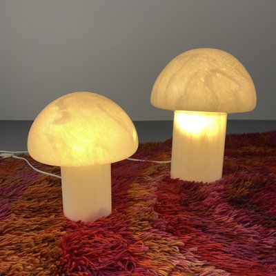 Vintage German Mushroom Lights in Marbled Glass, 1970s, Set of 2-VQG-1801178