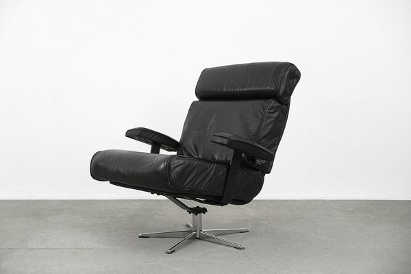 Vintage German Office Swivel Leather Easy Chair, 1960s-ZAA-1337846